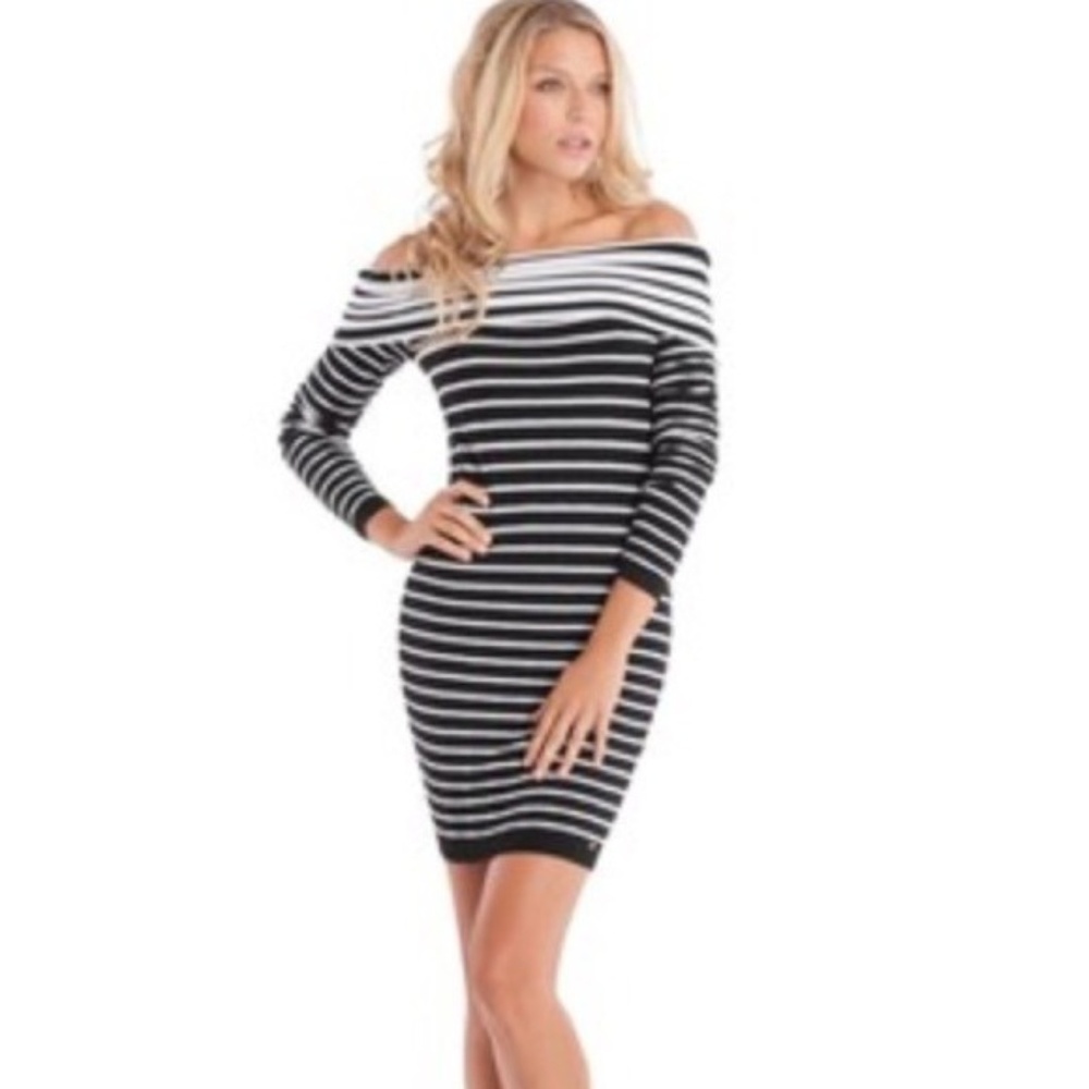 Guess black and white sweater dress